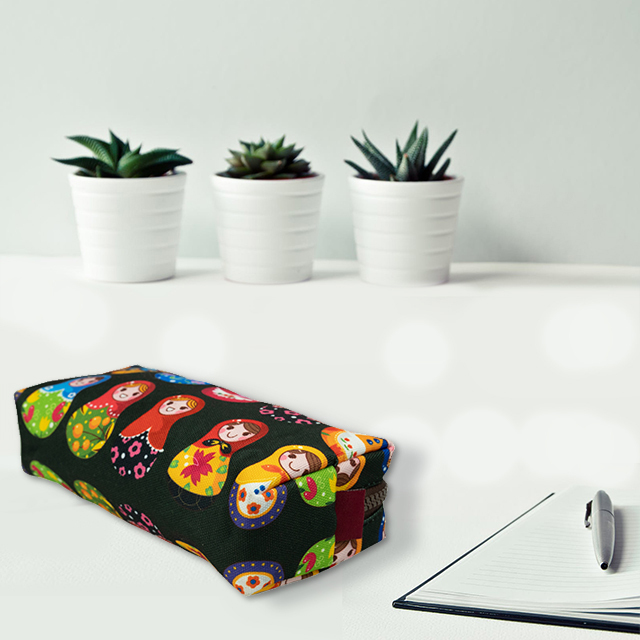 LParkin Cute Maryoshka Doll Pencil Case for Girls Pouch Teacher Gift Gadget Bag Make Up Case Cosmetic Bag Stationary School Supplies Kawaii Pencil Box