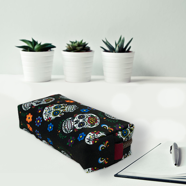 LParkin Sugar Skull Cat Pencil Case for Girls Pouch Teacher Gift Gadget Bag Make Up Case Cosmetic Bag Stationary School Supplies Kawaii Pencil Box
