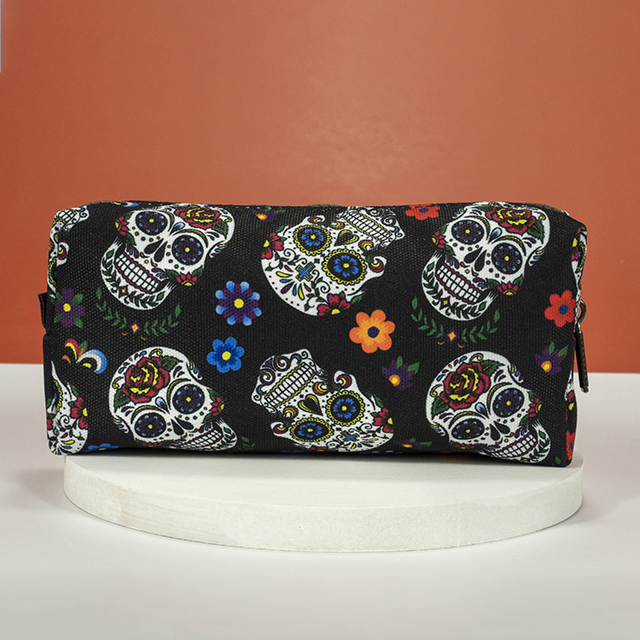 LParkin Sugar Skull Cat Pencil Case for Girls Pouch Teacher Gift Gadget Bag Make Up Case Cosmetic Bag Stationary School Supplies Kawaii Pencil Box