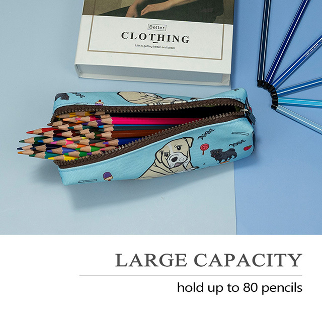 LParkin Cute Pug Dog Pencil Case for Girls Pouch Teacher Gift Gadget Bag Make Up Case Cosmetic Bag Stationary School Supplies Kawaii Pencil Box