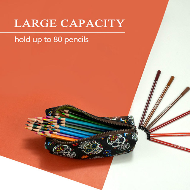 LParkin Sugar Skull Cat Pencil Case for Girls Pouch Teacher Gift Gadget Bag Make Up Case Cosmetic Bag Stationary School Supplies Kawaii Pencil Box