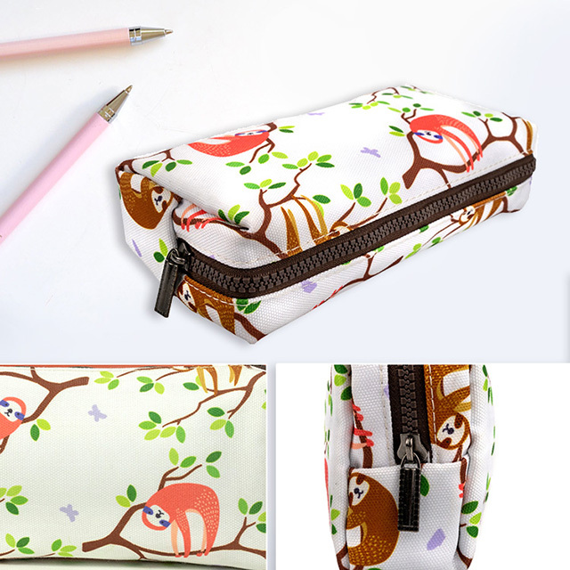 LParkin Cute Red Sloth Pencil Case for Girls Pouch Teacher Gift Gadget Bag Make Up Case Cosmetic Bag Stationary School Supplies Kawaii Pencil Box