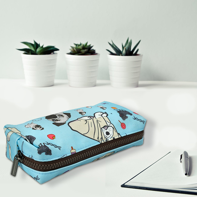 LParkin Cute Pug Dog Pencil Case for Girls Pouch Teacher Gift Gadget Bag Make Up Case Cosmetic Bag Stationary School Supplies Kawaii Pencil Box
