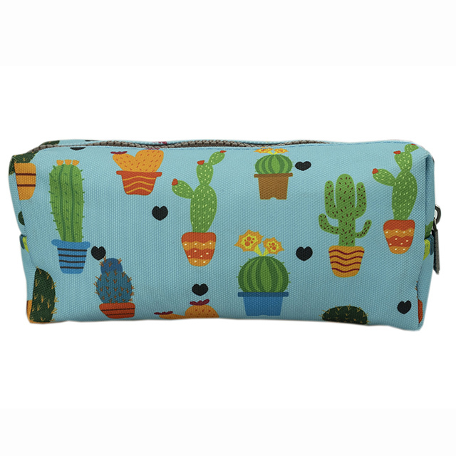 Cactus Pencil Case Students Canvas Pen Bag Pouch Stationary Cute Case Makeup Cosmetic Gadget Bag for Girls (Cactus)