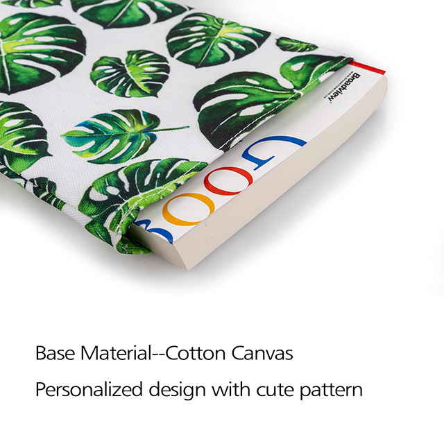 LParkin Tropical Leaves Book Sleeve Leaves Book Protector 10 Inch X 8 Inch Canvas Book Sleeves Teen Gifts