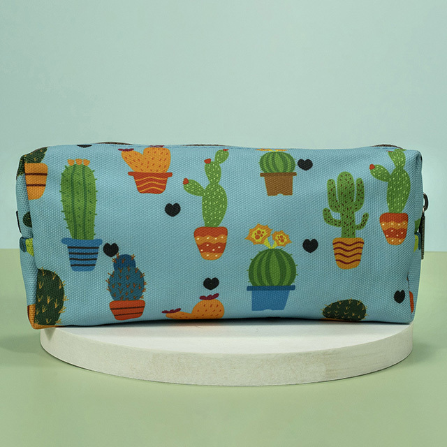 Cactus Pencil Case Students Canvas Pen Bag Pouch Stationary Cute Case Makeup Cosmetic Gadget Bag for Girls (Cactus)