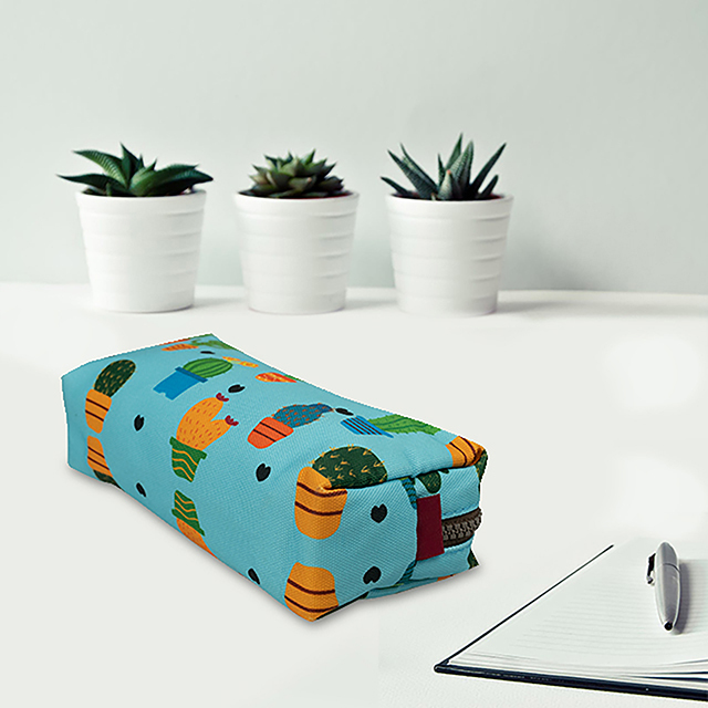 Cactus Pencil Case Students Canvas Pen Bag Pouch Stationary Cute Case Makeup Cosmetic Gadget Bag for Girls (Cactus)