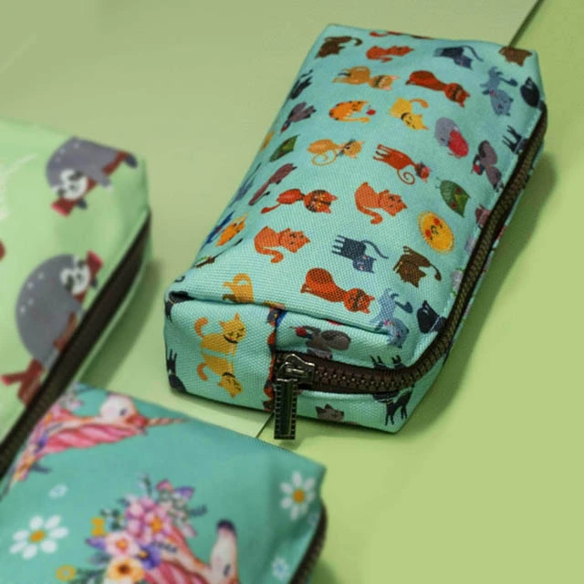 LParkin Cute Blue Cat Pencil Case for Girls Pouch Teacher Gift Gadget Bag Make Up Case Cosmetic Bag Stationary School Supplies Kawaii Pencil Box