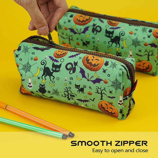 Halloween Students Canvas Pencil Case Pen Bag Pouch Stationary Case Gadget Bag Makeup for Girls Cosmetic Bag Pencil Box