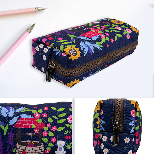 Gnome Garden Students Canvas Cute Girls Gifts Pencil Case Pen Bag Pouch Stationary Case Makeup Cosmetic Bag Gadget bag