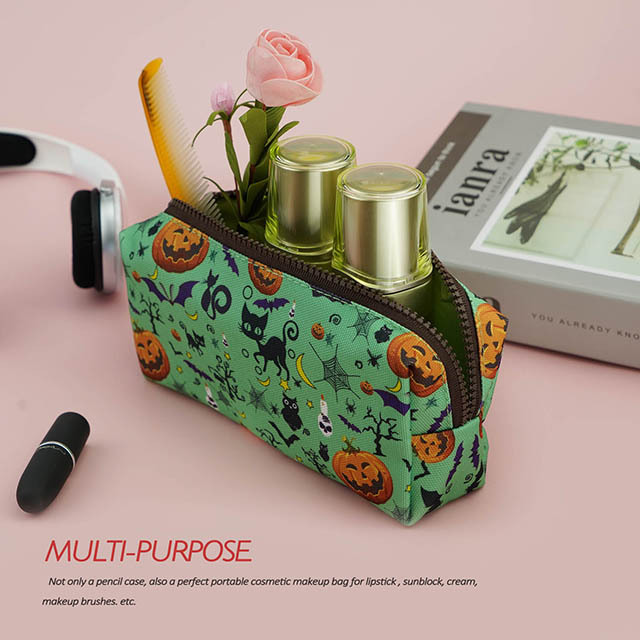 Halloween Students Canvas Pencil Case Pen Bag Pouch Stationary Case Gadget Bag Makeup for Girls Cosmetic Bag Pencil Box