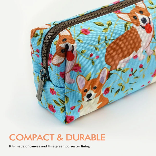 Corgi Dog Pencil Case Corgi Gift Students Canvas Pen Bag Pouch Stationary Case Makeup Cosmetic Bag