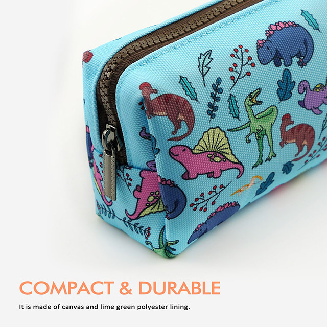 Dinosaur Students Canvas Pencil Case Pen Bag Pouch Stationary Case Makeup Cosmetic Bag for Boys Gadget Bag Kawaii Box
