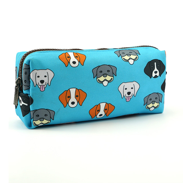 French Bulldog Pencil Case Students Capacity Canvas Pen Bag Pouch Stationary Case Makeup Cosmetic Bag Bull Dog Gifts Gadget Bag