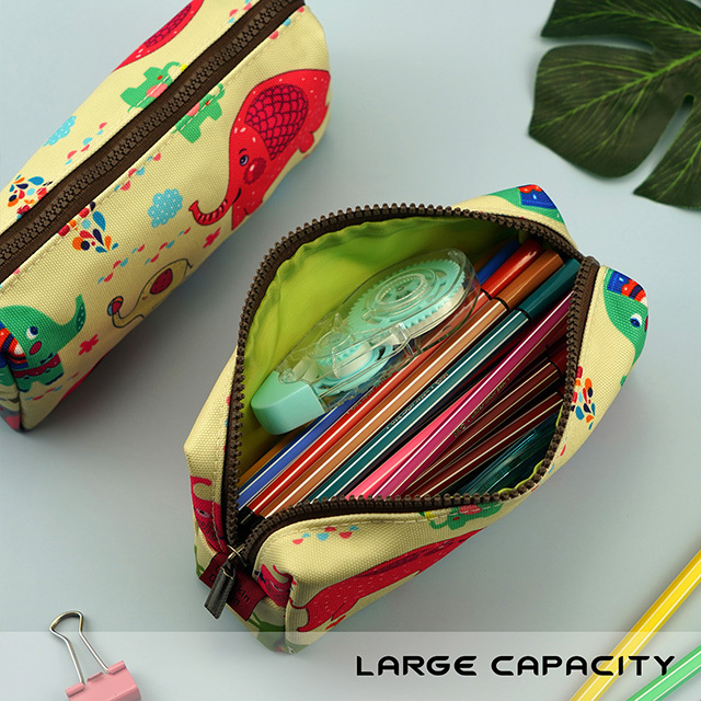 Elephant Pencil Case Kawaii Box Students Capacity Canvas Pen Bag Pouch Case Makeup Stationary Cosmetic Bag Gadget Bag