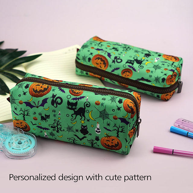 Halloween Students Canvas Pencil Case Pen Bag Pouch Stationary Case Gadget Bag Makeup for Girls Cosmetic Bag Pencil Box