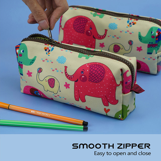 Elephant Pencil Case Kawaii Box Students Capacity Canvas Pen Bag Pouch Case Makeup Stationary Cosmetic Bag Gadget Bag