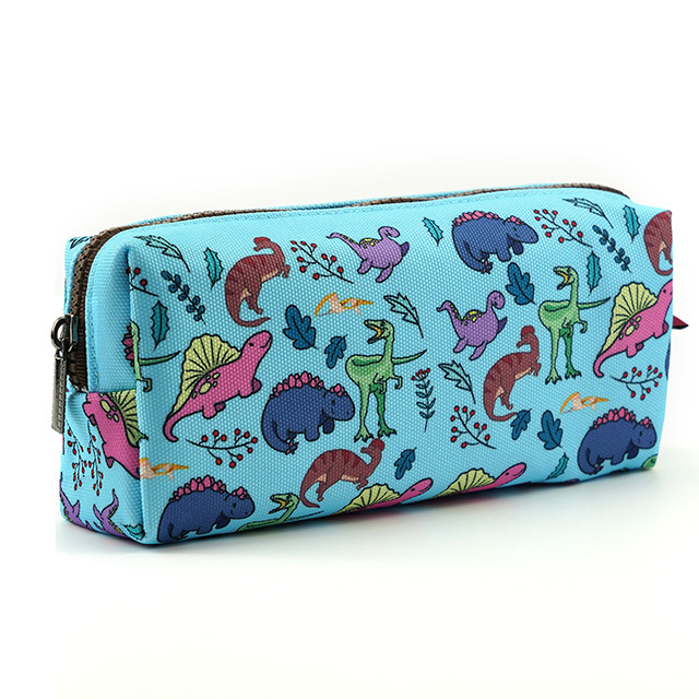 Dinosaur Students Canvas Pencil Case Pen Bag Pouch Stationary Case Makeup Cosmetic Bag for Boys Gadget Bag Kawaii Box