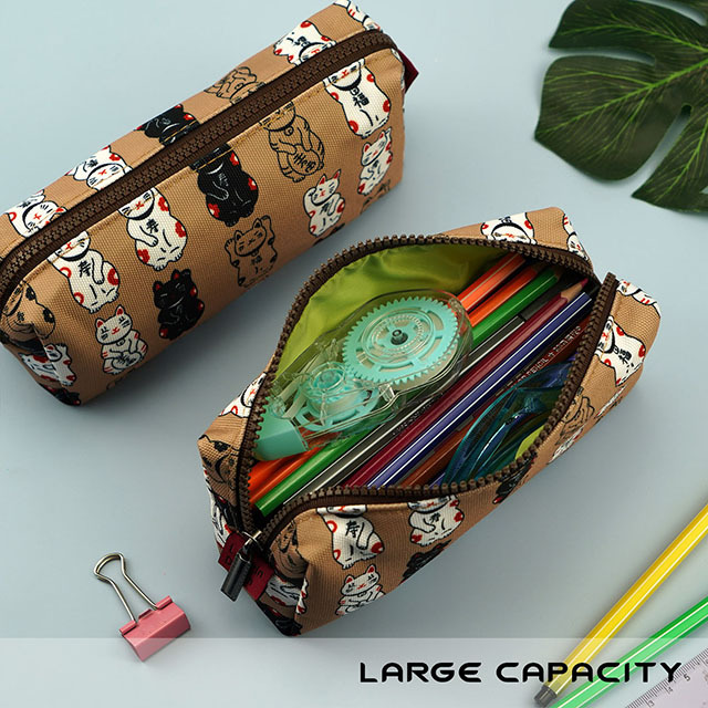 Lucky Japanese Cat Pencil Case Student Cute Maneki Neko Cat Pencil Bag Pouch Case for Girls Makeup Cosmetic Bag Gadget