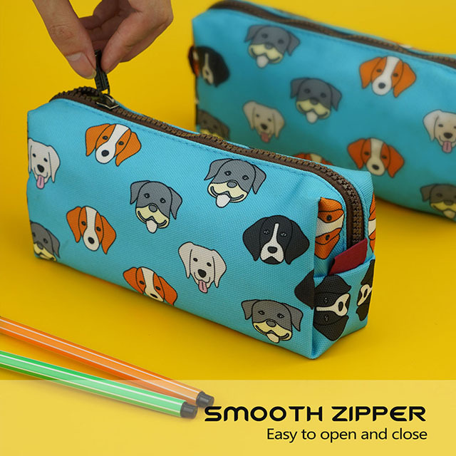 French Bulldog Pencil Case Students Capacity Canvas Pen Bag Pouch Stationary Case Makeup Cosmetic Bag Bull Dog Gifts Gadget Bag