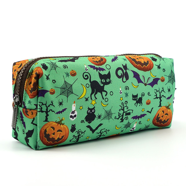 Halloween Students Canvas Pencil Case Pen Bag Pouch Stationary Case Gadget Bag Makeup for Girls Cosmetic Bag Pencil Box