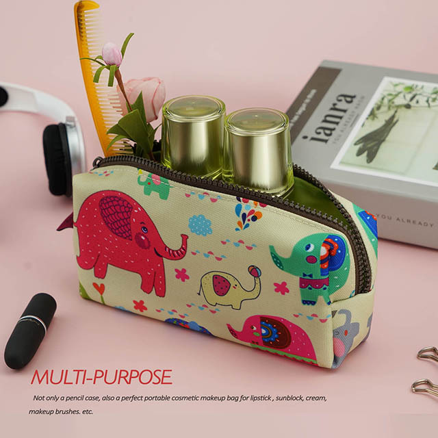 Elephant Pencil Case Kawaii Box Students Capacity Canvas Pen Bag Pouch Case Makeup Stationary Cosmetic Bag Gadget Bag