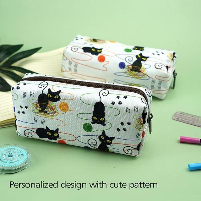 Cat Pencil Case Cats and Yarn Knitting Notion Pouch Kitten Makeup Bag Gift for Cat Lovers Pencil Pouch Small Cosmetics Bag