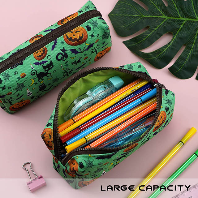 Halloween Students Canvas Pencil Case Pen Bag Pouch Stationary Case Gadget Bag Makeup for Girls Cosmetic Bag Pencil Box