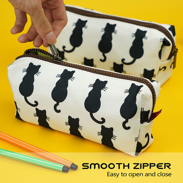 Black Cat Pencil Case Cute Stationary Cat Theme Pouch Back to School Teacher Gift Gadget Bag Make Up Case Cosmetic Bag