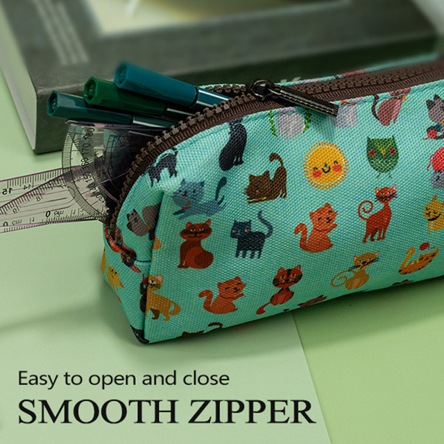 LParkin Cute Blue Cat Pencil Case for Girls Pouch Teacher Gift Gadget Bag Make Up Case Cosmetic Bag Stationary School Supplies Kawaii Pencil Box