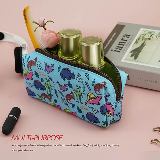 Dinosaur Students Canvas Pencil Case Pen Bag Pouch Stationary Case Makeup Cosmetic Bag for Boys Gadget Bag Kawaii Box