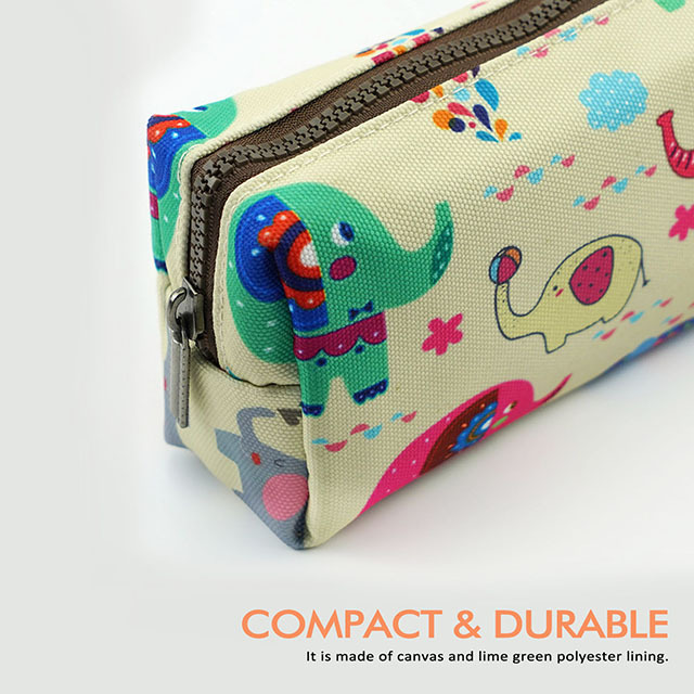 Elephant Pencil Case Kawaii Box Students Capacity Canvas Pen Bag Pouch Case Makeup Stationary Cosmetic Bag Gadget Bag