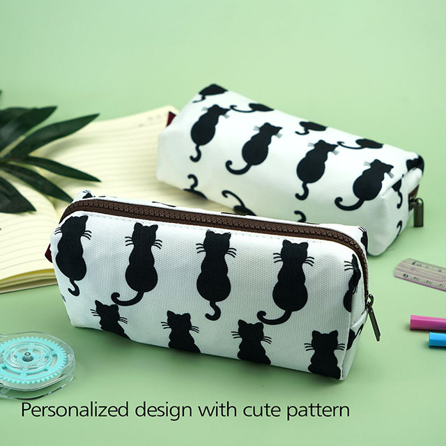 Black Cat Pencil Case Cute Stationary Cat Theme Pouch Back to School Teacher Gift Gadget Bag Make Up Case Cosmetic Bag