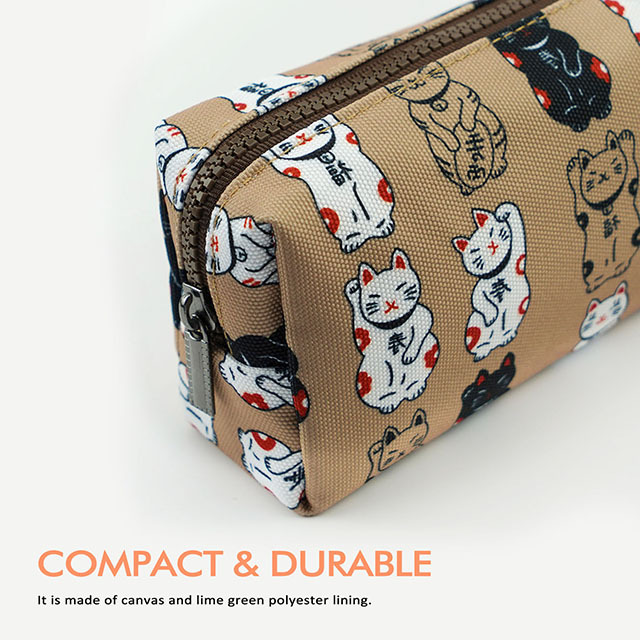 Lucky Japanese Cat Pencil Case Student Cute Maneki Neko Cat Pencil Bag Pouch Case for Girls Makeup Cosmetic Bag Gadget