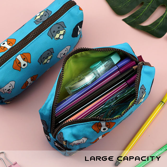 French Bulldog Pencil Case Students Capacity Canvas Pen Bag Pouch Stationary Case Makeup Cosmetic Bag Bull Dog Gifts Gadget Bag