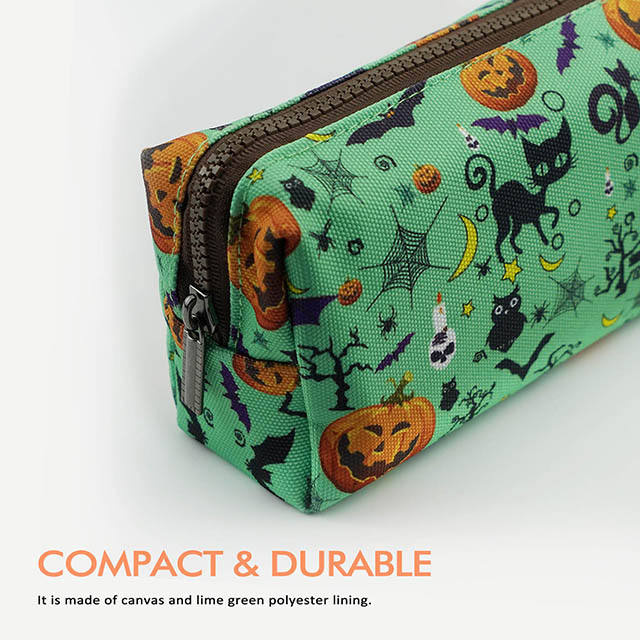 Halloween Students Canvas Pencil Case Pen Bag Pouch Stationary Case Gadget Bag Makeup for Girls Cosmetic Bag Pencil Box