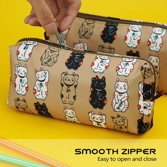 Lucky Japanese Cat Pencil Case Student Cute Maneki Neko Cat Pencil Bag Pouch Case for Girls Makeup Cosmetic Bag Gadget