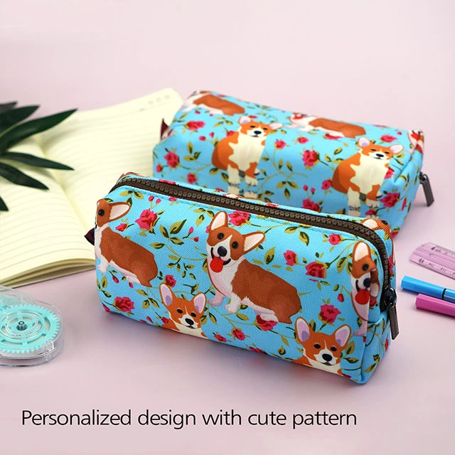 Corgi Dog Pencil Case Corgi Gift Students Canvas Pen Bag Pouch Stationary Case Makeup Cosmetic Bag