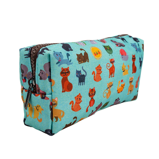 LParkin Cute Blue Cat Pencil Case for Girls Pouch Teacher Gift Gadget Bag Make Up Case Cosmetic Bag Stationary School Supplies Kawaii Pencil Box
