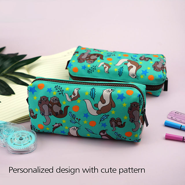 Otters Pencil Case Students Canvas Pen Bag Pouch Stationary Case Makeup Cosmetic Bag*