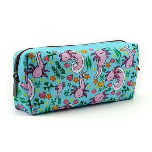 LParkin Axolotl Canvas Pencil Case Pen Bag Pouch Stationary Case Makeup Cosmetic Bag Gadget Bag Gift Kawaii Pencil Box