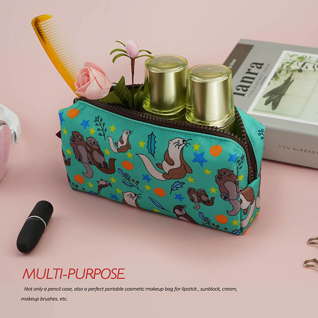 Otters Pencil Case Students Canvas Pen Bag Pouch Stationary Case Makeup Cosmetic Bag*