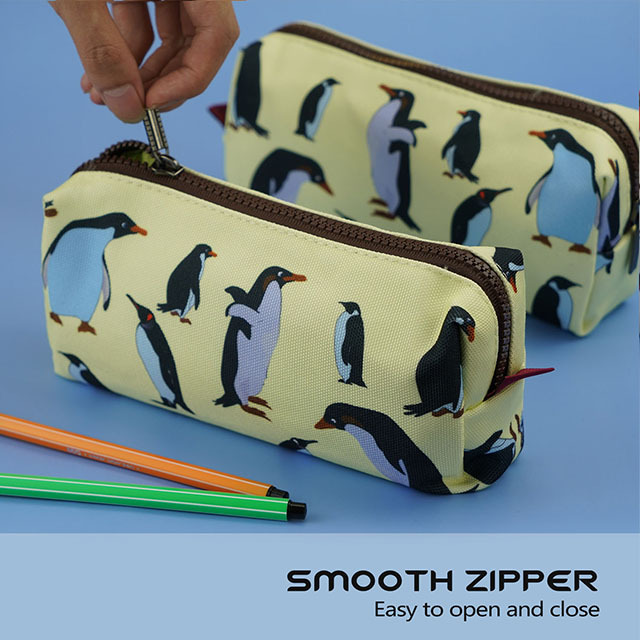 LParkin Penguins Canvas Pencil Case Pen Bag Pouch Stationary Case Makeup Cosmetic Bag Gadget Box