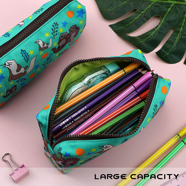 Otters Pencil Case Students Canvas Pen Bag Pouch Stationary Case Makeup Cosmetic Bag*
