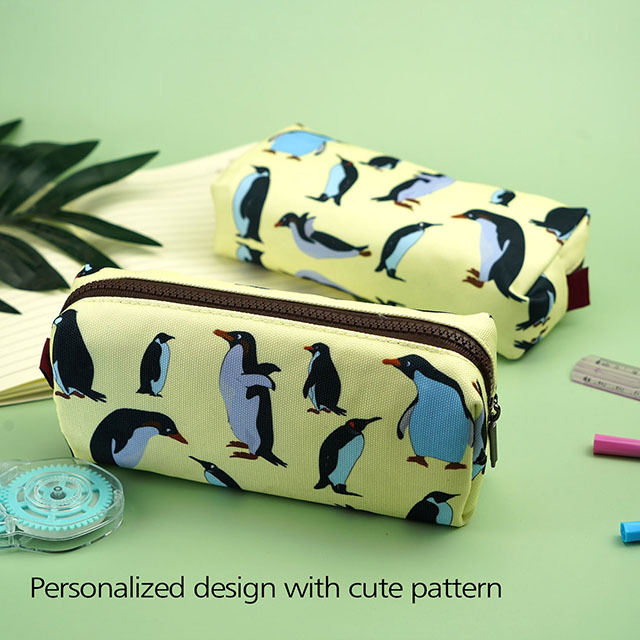 LParkin Penguins Canvas Pencil Case Pen Bag Pouch Stationary Case Makeup Cosmetic Bag Gadget Box