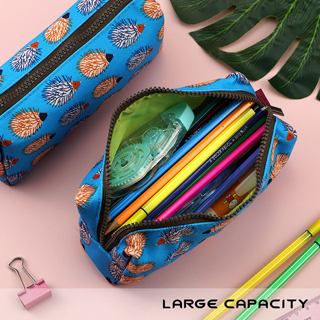 Hedgehog Pencil Case Canvas Pen Bag Pouch Stationary Case Makeup Cosmetic Bag Gadget Bag(Hedgehog)