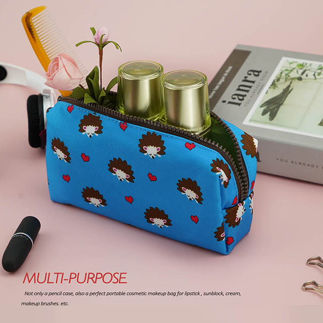 LParkin Hedgehog Large Capacity Canvas Pencil Case Pen Bag Pouch Stationary Case Makeup Cosmetic Bag Gadget Box