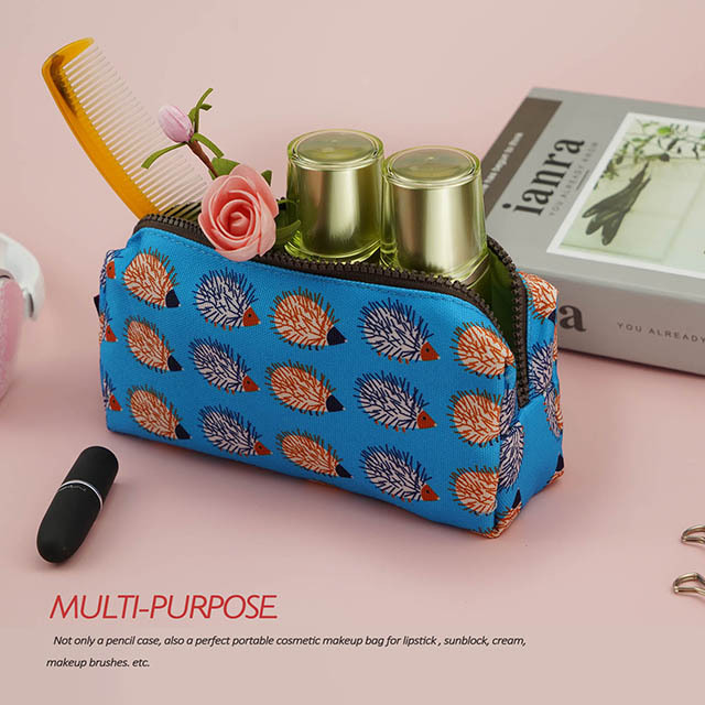 Hedgehog Pencil Case Canvas Pen Bag Pouch Stationary Case Makeup Cosmetic Bag Gadget Bag(Hedgehog)