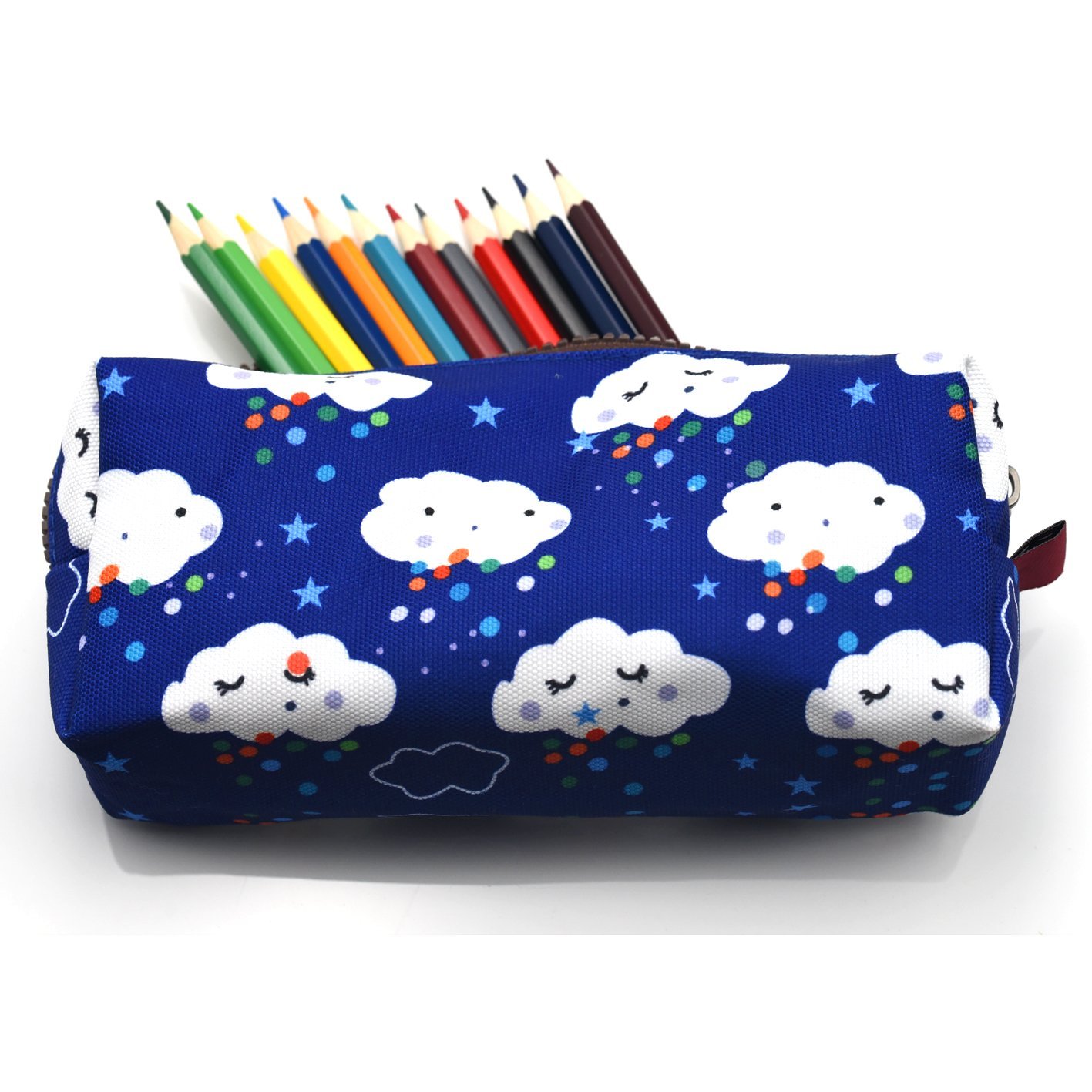 Kawaii Clouds Students Super Large Capacity Canvas Pencil Case Pen Bag Pouch Stationary Case Makeup Cosmetic Bag