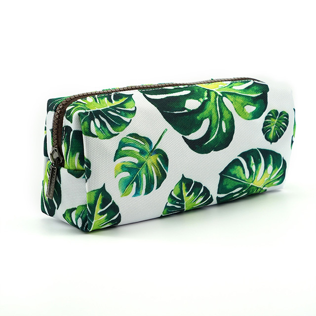 LParkin Tree Leaves Large Capacity Canvas Pencil Case Pen Bag Pouch Stationary Case Makeup Cosmetic Bag Gadget Box